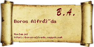 Boros Alfréda névjegykártya